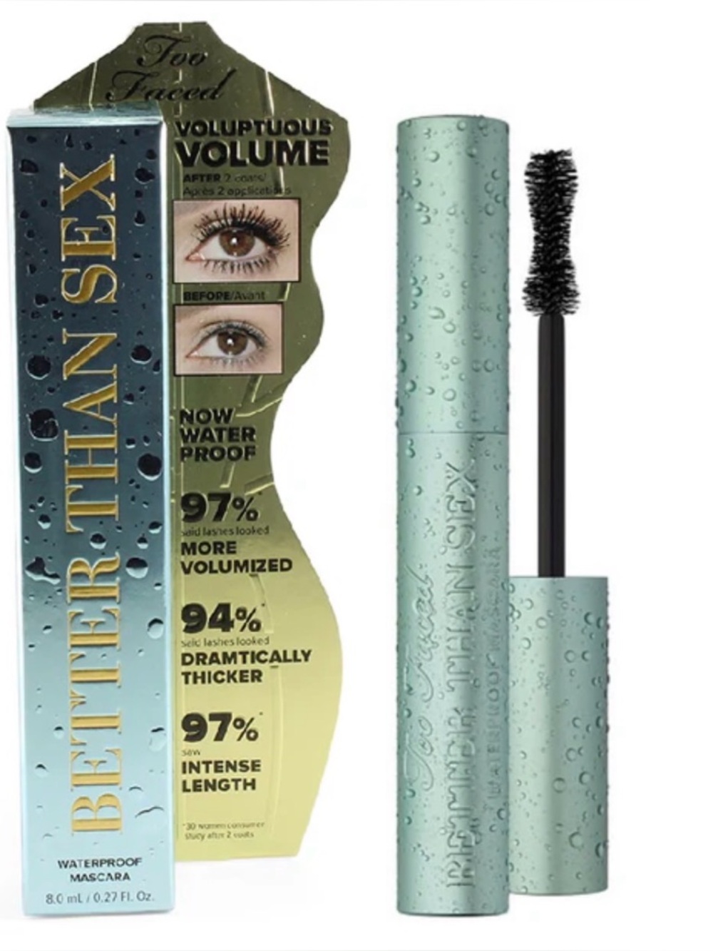 Too Faced Better Than Sex Waterproof Mascara Full Size Brand New Sealed Package